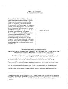 STATE OF VERMONT PUBLIC SERVICE BOARD Amended Joint Petition of Central Vermont Public Service Corporation, Danaus Vermont Corp., Gaz Metro Limited Partnership, Gaz