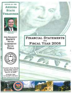 STATE OF ARIZONA OFFICE OF THE TREASURER ANNUAL FINANCIAL REPORT June 30, 2008  TABLE OF CONTENTS