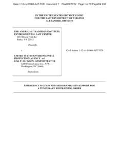 Case 1:12-cvAJT-TCB Document 7  FiledPage 1 of 19 PageID# 238 IN THE UNITED STATES DISTRICT COURT FOR THE EASTERN DISTRICT OF VIRGINIA