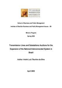 School of Business and Public Management Institute of Brazilian Business and Public Management Issues – IBI Minerva Program Spring 2009