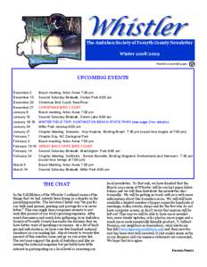 Whistler  The Audubon Society of Forsyth County Newsletter Winter[removed]Printed on recycled paper