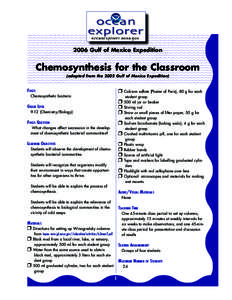 Chemosysthesis for the classroom