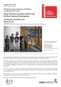 PRESS RELEASE No.780 August[removed]13th International Architecture Exhibition