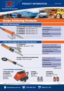 PRODUCT INFORMATION  February 2015 “Your Serious DC Specialist”