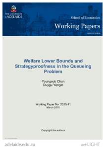 School of Economics  Working Papers ISSN[removed]Welfare Lower Bounds and