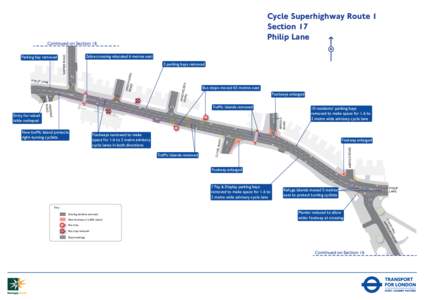 Cycle Superhighway Route 1 Section 17 Philip Lane Continued on Section 18 Zebra crossing relocated 6 metres east