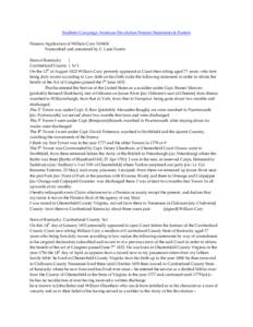 Southern Campaign American Revolution Pension Statements & Rosters Pension Application of William Cary S10424 Transcribed and annotated by C. Leon Harris State of Kentucky } Cumberland County } Sc’t.