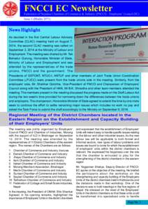 FNCCI EC Newsletter  Federation of Nepalese Chambers of Commerce & Industry (FNCCI) - Employers’ Council (EC) Issue-3 (Bhadra[removed]News Highlight