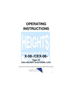 OPERATING INSTRUCTIONS X-08 /CEX-08 TM