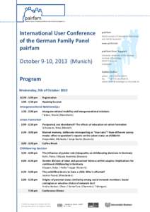 International User Conference of the German Family Panel pairfam October 9-10, 2013 (Munich)  pairfam