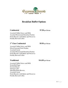 Microsoft Word - Breakfast buffet options with retail prices Feb 2013