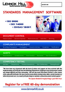 promotion code:  Standards Management software • ISO 9000 • ISO 14000 • OHSAS 18001