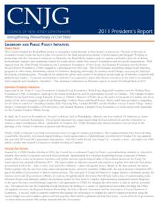 CNJG  COUNCIL OF NEW JERSEY GRANTMAKERS 2011 President’s Report