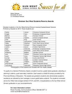 Microsoft Word - Media Release -General Proficiency Awards[removed]