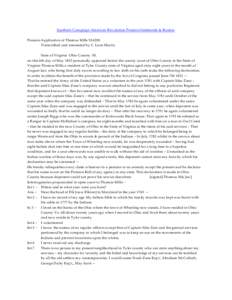 Southern Campaign American Revolution Pension Statements & Rosters Pension Application of Thomas Mills S16200 Transcribed and annotated by C. Leon Harris State of Virginia Ohio County SS. on this 6th day of May 1833 pers