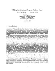 Making Set-Constraint Program Analyses Scale Manuel Fahndrich Alexander Aiken  EECS Department