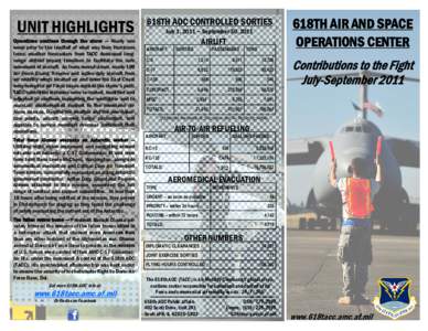 UNIT HIGHLIGHTS Operations continue through the storm — Nearly one week prior to the landfall of what was then Hurricane Irene, weather forecasters from TACC developed longrange airfield impact timelines to facilitate 