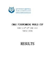CMAS FINSWIMMING WORLD CUP ROND 5,26TH-28TH JUNE 2010 YANTAI CHINA RESULTS