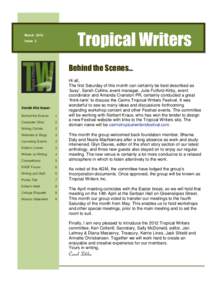 Tropical Writers  March 2012 Issue 2  Behind the Scenes…