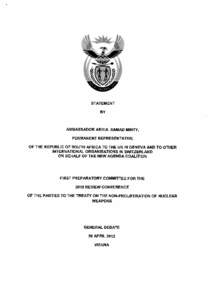 STATEMENT BY AMBASSADOR ABDUL SAMAD MINTY, PERMANENT REPRESENTATIVE OF THE REPUBLIC OF SOUTH AFRICA TO THE UN IN GENEVA AND TO OTHER