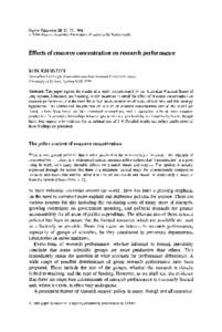 Higher Education 28: 25-37, Kluwer Academic Publishers. Printed in the Netherlands. Effects of resource concentration on research performance  RON JOHNSTON