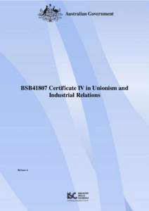 BSB41807 Certificate IV in Unionism and Industrial Relations