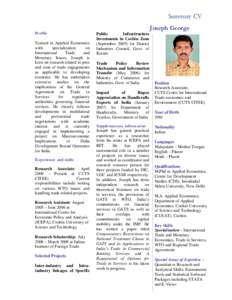 Summary CV Joseph George Profile Trained in Applied Economics with specialization