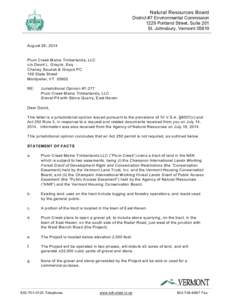 Natural Resources Board District #7 Environmental Commission 1229 Portland Street, Suite 201 St. Johnsbury, Vermont[removed]August 26, 2014