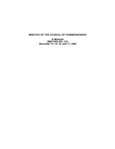 MINUTES OF THE COUNCIL OF COMMISSIONERS in Montreal MEETING NO. 479 December 14, 15, 16, and 17, 1998  MINUTES OF THE COUNCIL OF COMMISSIONERS OF THE KATIVIK SCHOOL BOARD