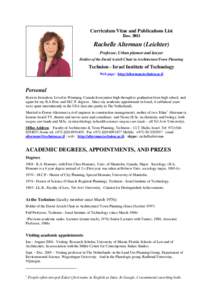 Urban studies and planning / Haifa / Israeli Jews / Technion / Urban planning education / Urban planner / David Azrieli / Ben-Gurion University of the Negev / Land-use planning / Asia / Science and technology in Israel / Israel