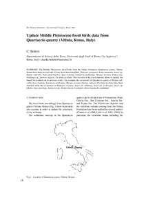 The World of Elephants - International Congress, Rome[removed]Update Middle Pleistocene fossil birds data from Quartaccio quarry (Vitinia, Roma, Italy) C. Bedetti Dipartimento di Scienze della Terra, Università degli Stud