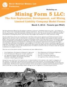 Rocky Mountain Mineral Law Foundation www.rmmlf.org Workshop on