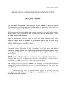CB[removed])  THE HONG KONG REPROGRAPHIC RIGHTS LICENSING SOCIETY EXECUTIVE SUMMARY