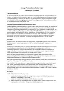 Linkage Projects Consultation Paper