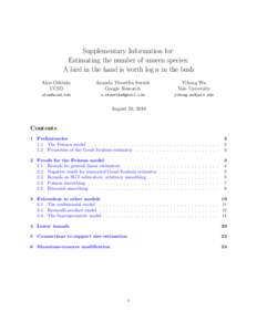 Supplementary Information for: Estimating the number of unseen species: A bird in the hand is worth log n in the bush Alon Orlitsky UCSD