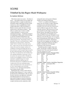 SCORE Trimbat by Ida Bagus Made Widnyana by Andrew McGraw What draws each of us to music — the allure of music — may partly be that it can be studied and experienced both as a complex manifestation of