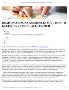 Read on Arizona announces solution to keep kids reading all summer | AZEdNews READ ON ARIZONA ANNOUNCES SOLUTION TO KEEP KIDS READING ALL SUMMER