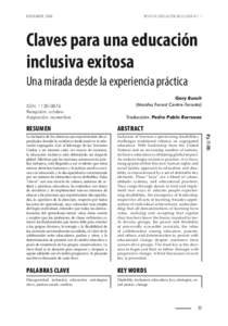 N OV I E M B R ER E V I S TA E D U C AC I Ó N I N C LU S I VA N .º 1 Claves para una educación inclusiva exitosa