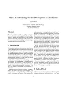 Maw: A Methodology for the Development of Checksums Ike Antkare International Institute of Technology United Slates of Earth 
