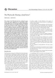 The Phylocode: Beating a dead horse? MICHAEL J. BENTON