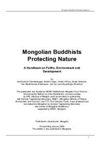 Mongolian Buddhists Protecting Nature  Mongolian Buddhists