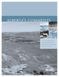 ALBERTA’ S COMMENTS  ON THE INTERNATIONAL ST. MARY-MILK RIVERS ADMINISTRATIVE MEASURES TASK FORCE REPORT