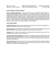 REV. MAY 1, 2012 MANUAL LETTER # [removed]NEBRASKA DEPARTMENT OF HEALTH AND HUMAN SERVICES
