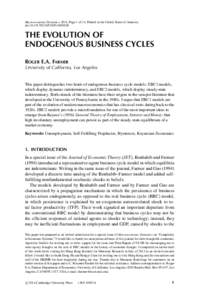 Macroeconomic Dynamics, 2014, Page 1 of 14. Printed in the United States of America. doi:[removed]S1365100514000248 THE EVOLUTION OF ENDOGENOUS BUSINESS CYCLES ROGER E.A. FARMER