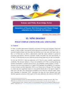 Microsoft Word - 15 August 2014 ESCAP El Nino 2014_r