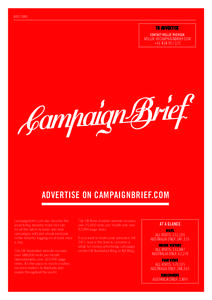 RATE CARD  TO ADVERTISE CONTACT MOLLIE MYERSON  MOLLIE @CAMPAIGNBRIEF.COM