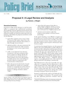 No. S2006-09 • ISBN: [removed]Oct. 5, 2006 Proposal 4: A Legal Review and Analysis by Patrick J. Wright