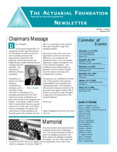 The Actuarial Foundation Newsletter - October 2001