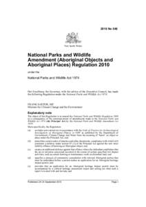 2010 No 548  New South Wales National Parks and Wildlife Amendment (Aboriginal Objects and