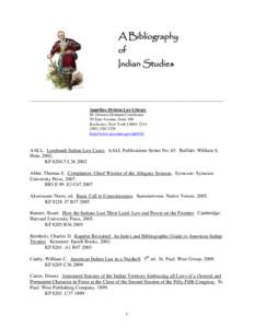 A Bibliography of Indian Studies ______________________________________________________________________ Appellate Division Law Library